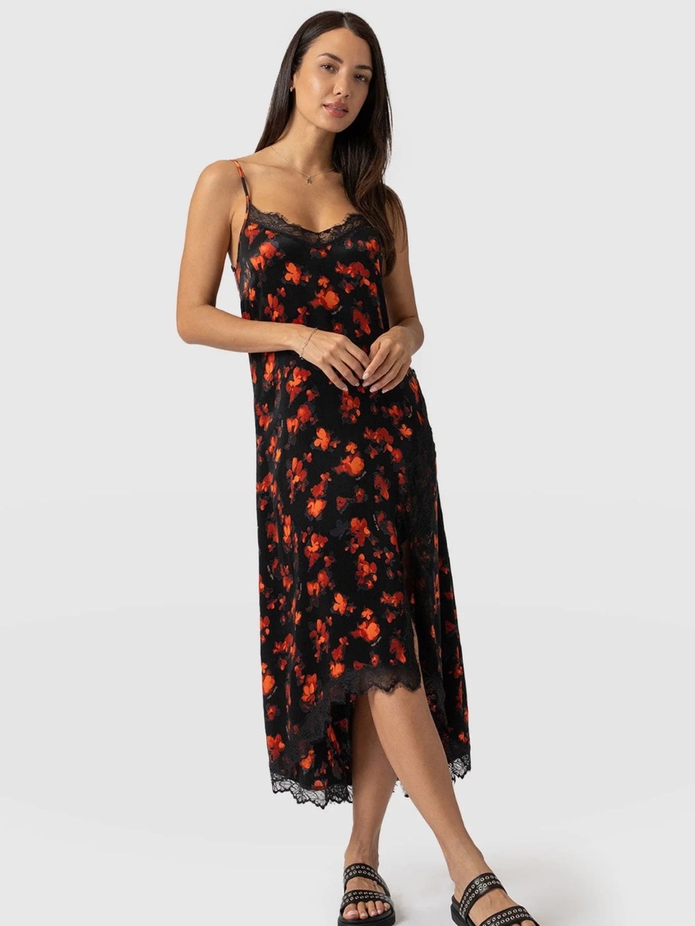 NWT Floral Lace-Trim Slip Dress